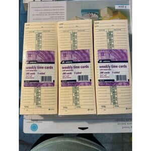 Adams 1 Sided Weekly Time Cards, 200 Cards, 3 2/5 x 9”, pack of 3